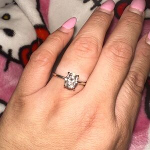 Moissanite 2ct 14k white gold ring with hidden halo